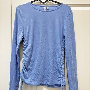 & Other Stories Light Blue Ruched Side Long Sleeve Top (Size M)